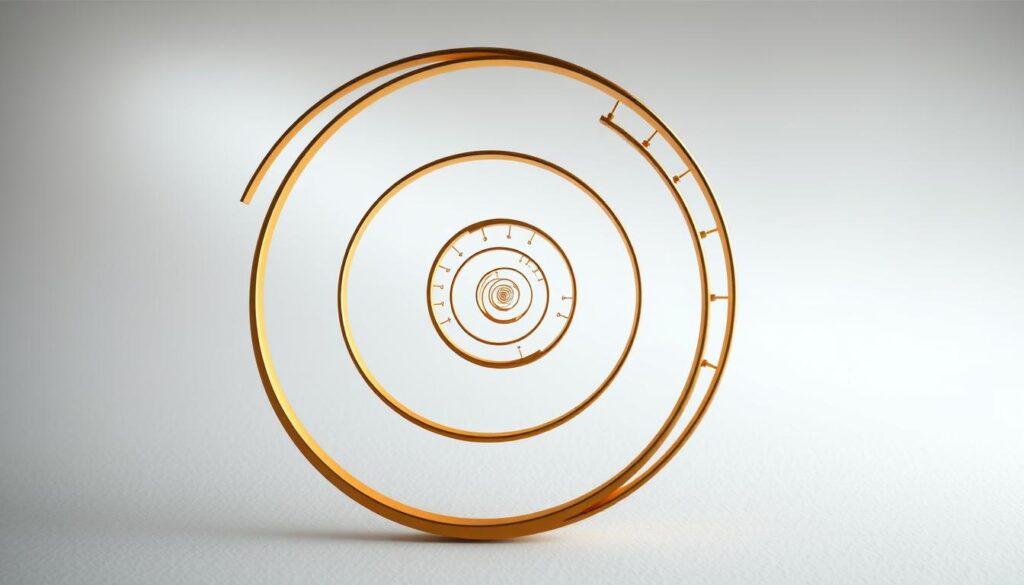A detailed illustration of the Fibonacci sequence, depicted as a spiral pattern of interconnected golden ratio-based shapes. The foreground showcases the iconic Fibonacci spiral, with crisp lines and smooth gradients capturing the mathematical elegance. The middle ground features a clean, minimalist background with subtle textures, allowing the spiral to take center stage. Lighting is soft and diffused, creating a serene, contemplative atmosphere. The overall composition emphasizes the underlying principles of the Fibonacci sequence, conveying a sense of balance, harmony, and the natural beauty of mathematical patterns.