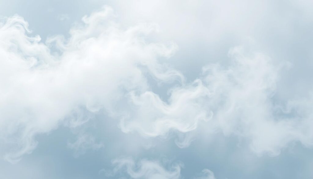 Delicate ethereal wisps of pale blue and gray, swirling and intertwining to form the enigmatic Ichimoku cloud. Subtle gradients and ephemeral textures, as if the celestial vapors were in constant flux, providing a mystical, zen-like backdrop. Balanced composition with a sense of depth, the cloud formations floating weightlessly, hinting at unseen market forces and trends. Soft, diffused lighting from an unseen source, casting gentle shadows and highlights to accentuate the cloud's fluid, ever-changing nature. An image that evokes a sense of tranquility, clarity and intuition - the essential qualities of the Ichimoku indicator.